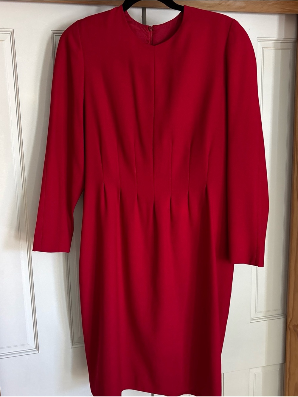 Jacqueline Ferrar Vintage Red Long-Sleeve Sheath Dress Size 16